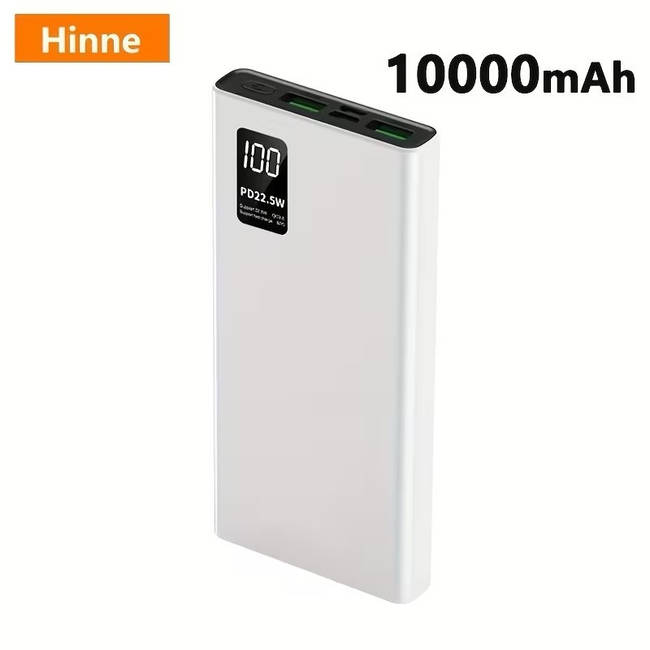 Повербанк 10000 mAh з LED-дисплеєм та швидкою зарядкою (білий)