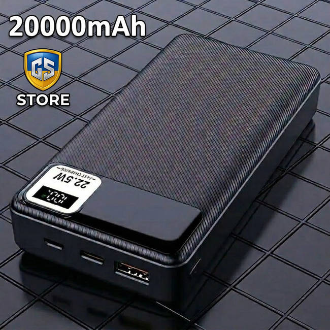 Повербанк 20000 mAh з LED-дисплеєм та швидкою зарядкою YM684 / чорний