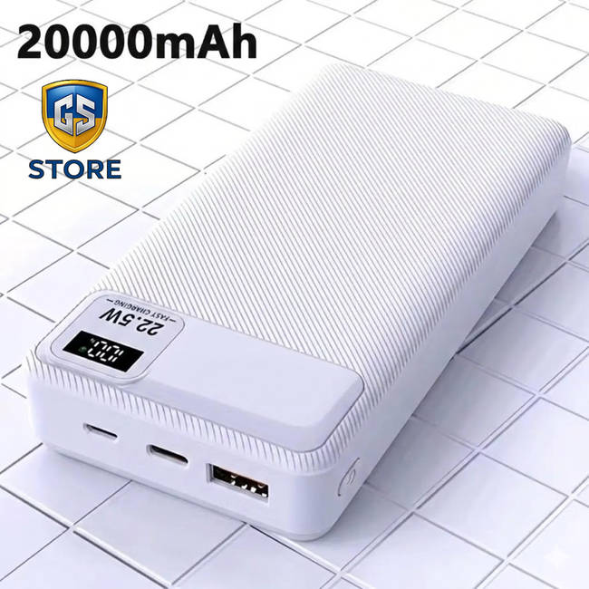 Повербанк 20000 mAh з LED-дисплеєм та швидкою зарядкою YM684 / білий