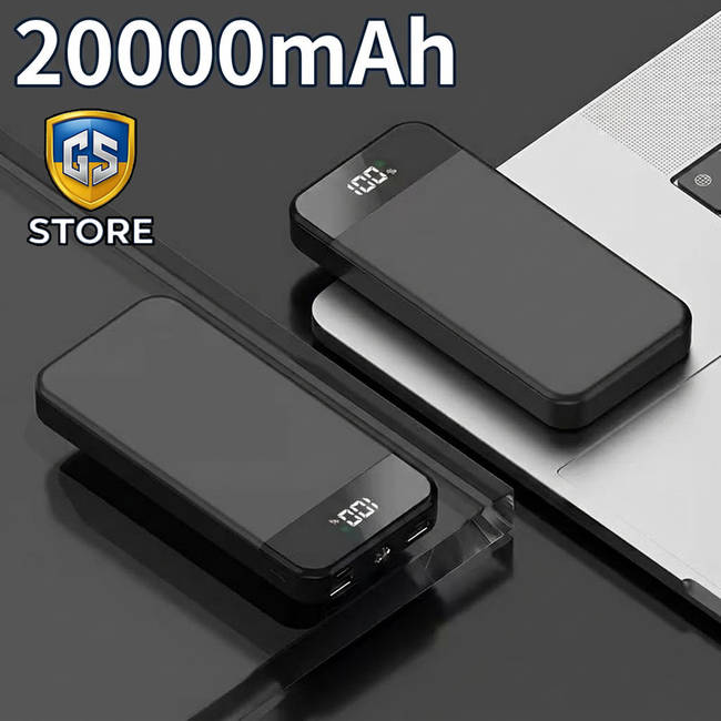 Повербанк XUQG 20000 mAh з LED-дисплеєм та вбудованим ліхтариком K130 (чорний)