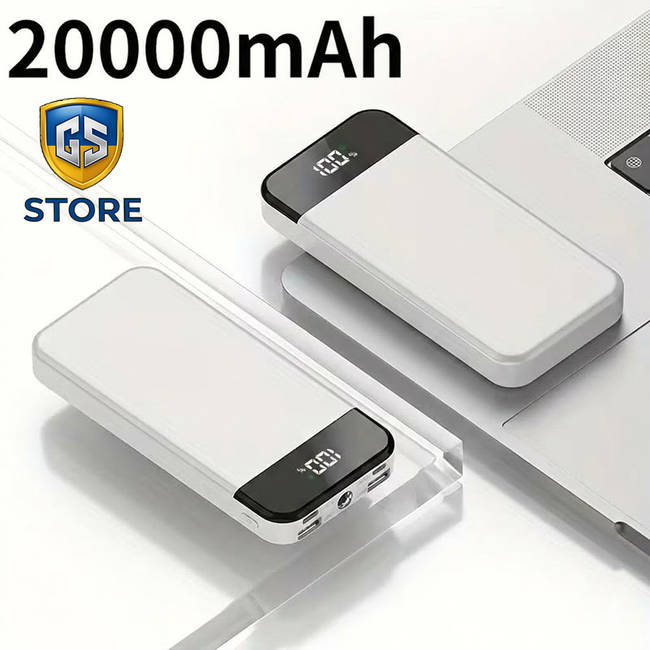 Повербанк XUQG 20000 mAh з LED-дисплеєм та вбудованим ліхтариком K130 (білий)