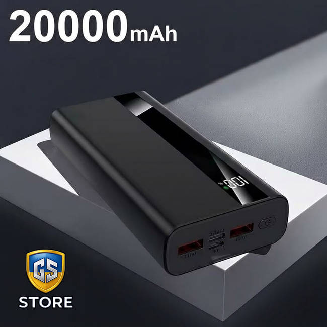 Повербанк 20000 mAh з LED-дисплеєм та швидкою зарядкою F55A (чорний)