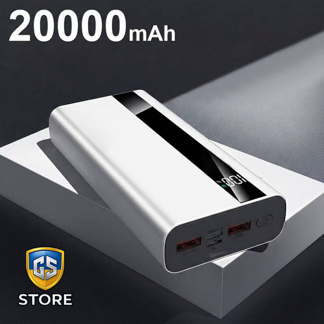 Повербанк 20000 mAh з LED-дисплеєм та швидкою зарядкою F55A (білий)