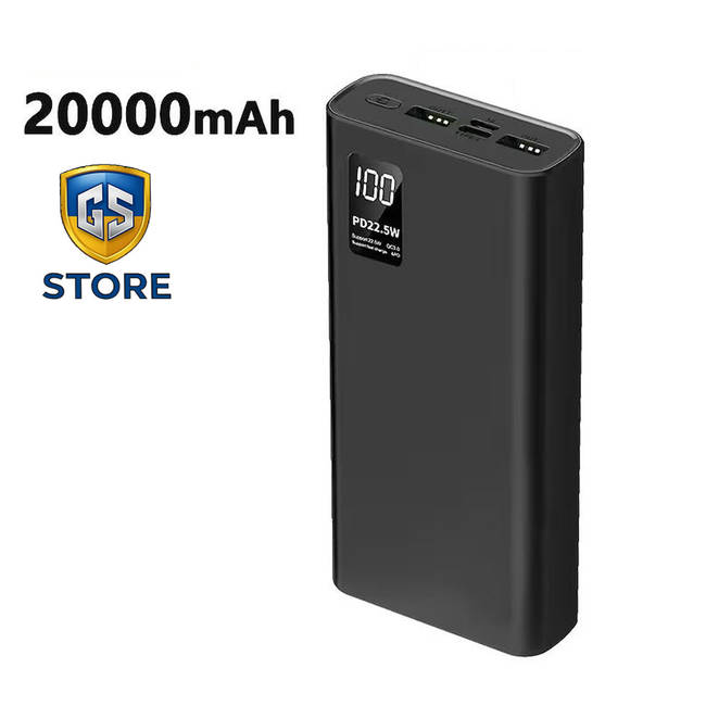 Повербанк 20000 mAh з LED-дисплеєм та швидкою зарядкою H23 (чорний)
