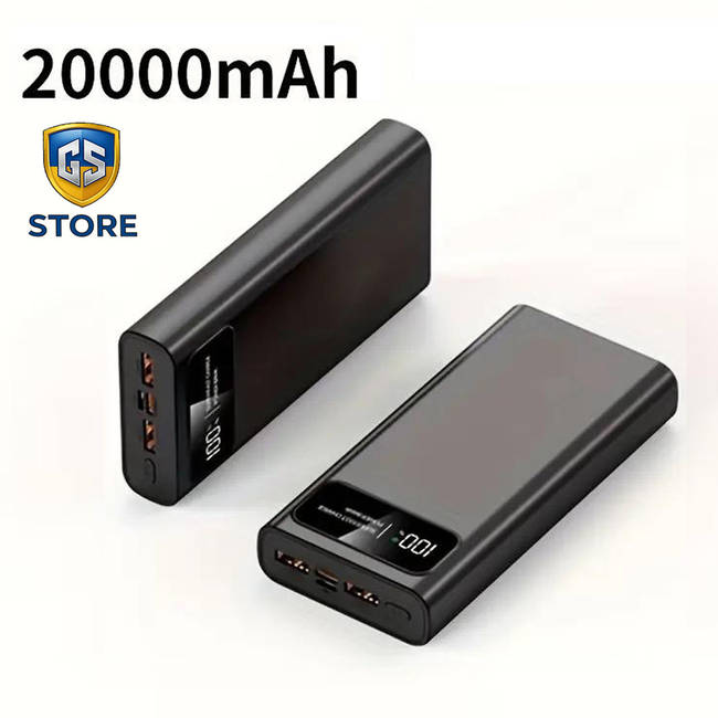 Повербанк 20000 mAh з LED-дисплеєм та швидкою зарядкою W013 (чорний)