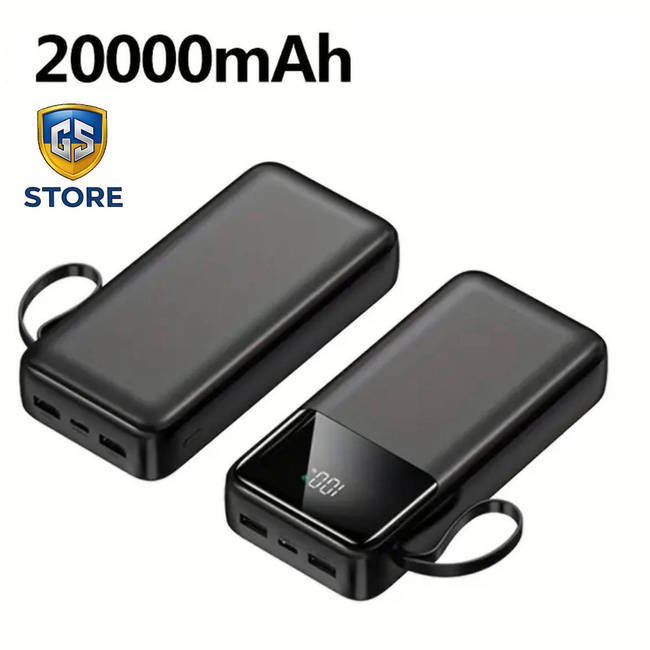 Повербанк 20000 mAh з LED-дисплеєм, шнурком та швидкою зарядкою K116