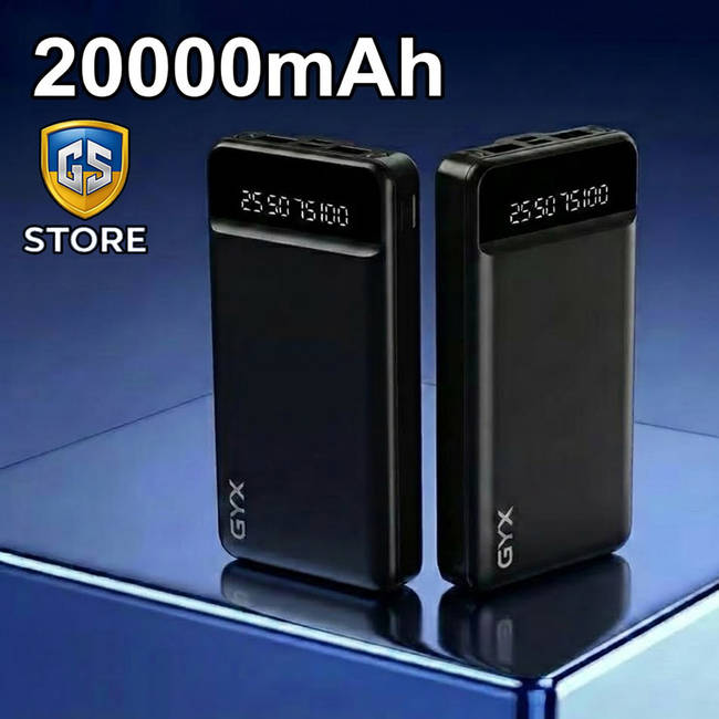 Повербанк GYX 20000 mAh з LED-дисплеєм і двома ліхтариками SP06 (чорний)