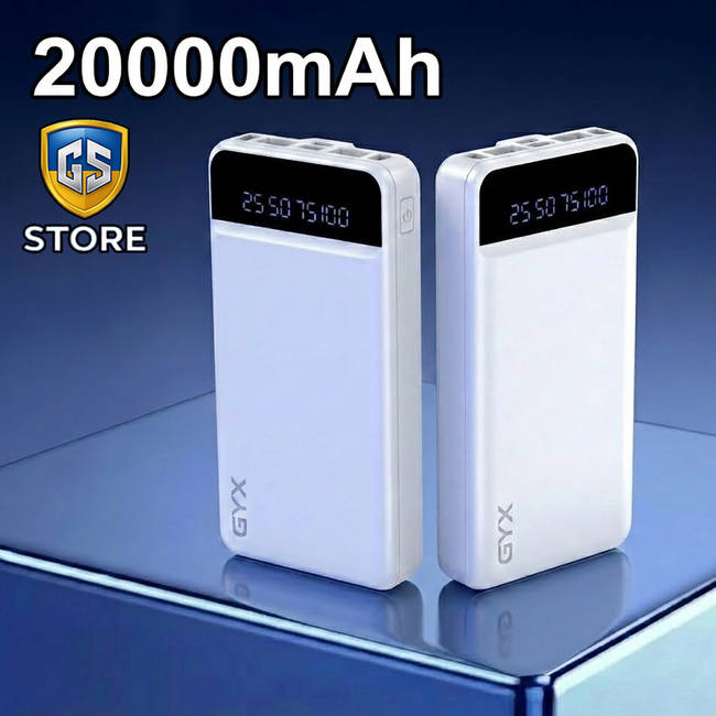 Повербанк GYX 20000 mAh з LED-дисплеєм і двома ліхтариками SP06 (білий)