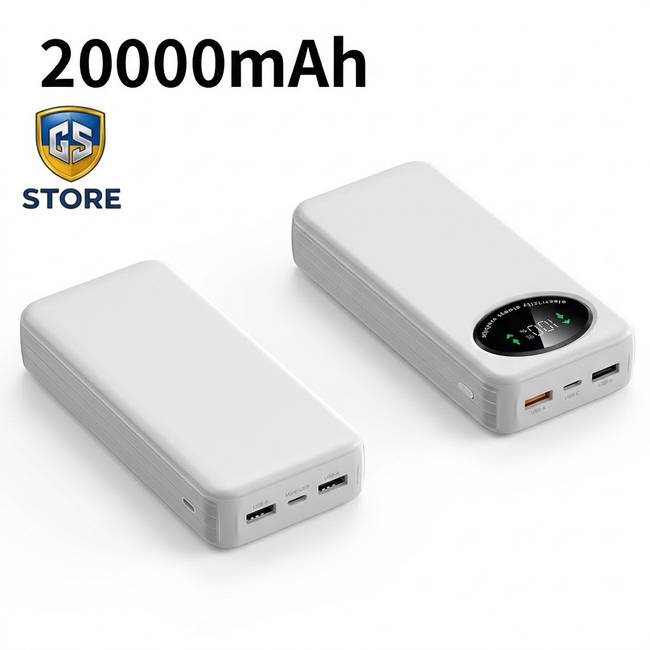 Повербанк XUQG 20000 mAh з LED-дисплеєм та швидкою зарядкою X172 / білий