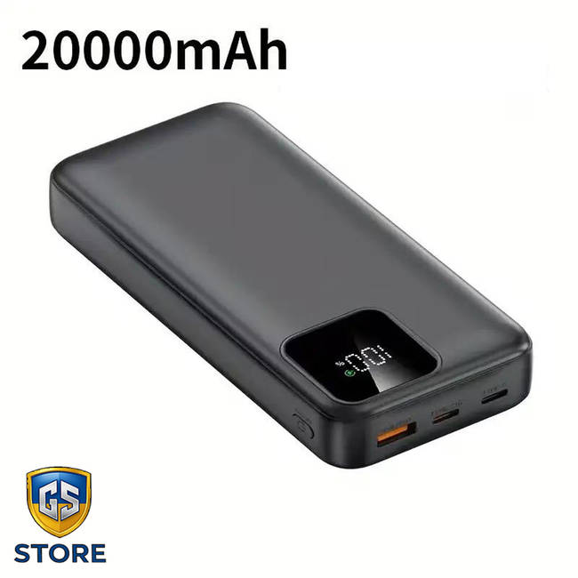 Повербанк XUQG 20000 mAh з LED-дисплеєм та швидкою зарядкою LP2 / чорний