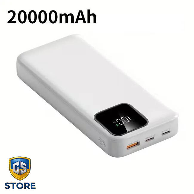Повербанк XUQG 20000 mAh з LED-дисплеєм та швидкою зарядкою LP2 / білий