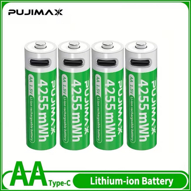 4 шт / Акумуляторні батарейки AA PUJIMAX 4255 mWh з Type-C