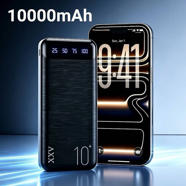 Повербанк GYX 10000 mAh з LED-дисплеєм SP09 (чорний)